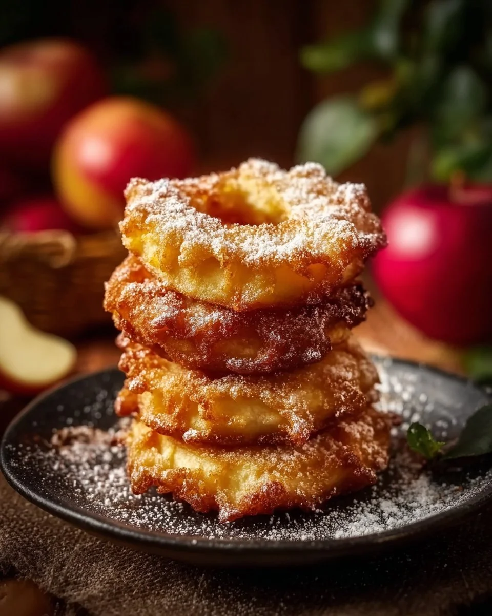 Leckere gebackene Apfelringe frisch aus dem Air Fryer