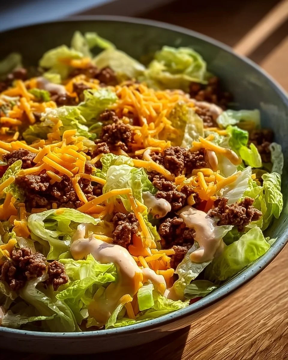 Frischer Big Mac Salat mit saftigen Zutaten und Dressing