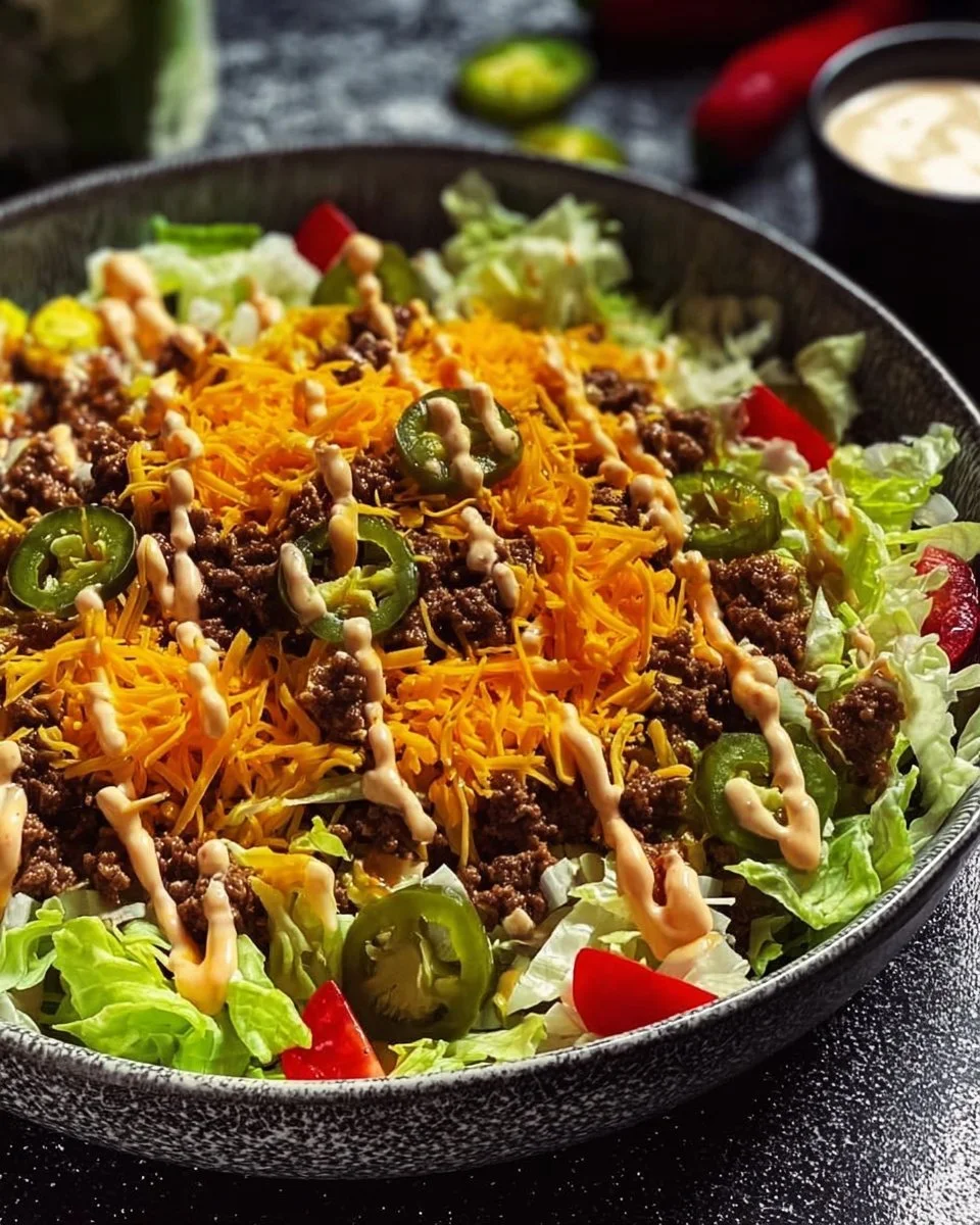 Leckeres Big Mac Salat mit frischen Zutaten und Dressing