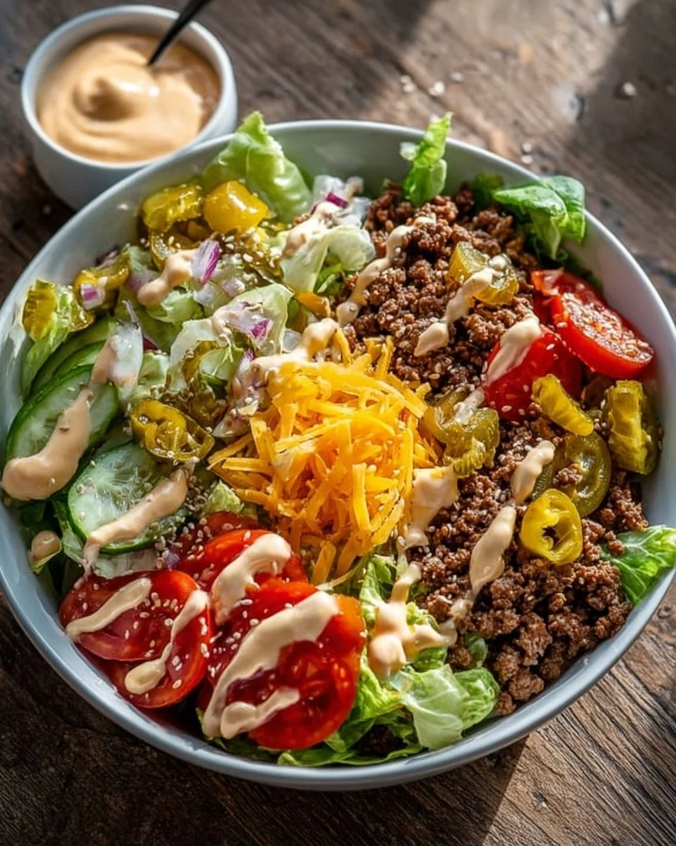 Big Mac Salat Schalen mit frischen Zutaten und würziger Soße