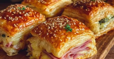 Blätterteig-Puten-Käse-Snacks auf einem weißen Teller