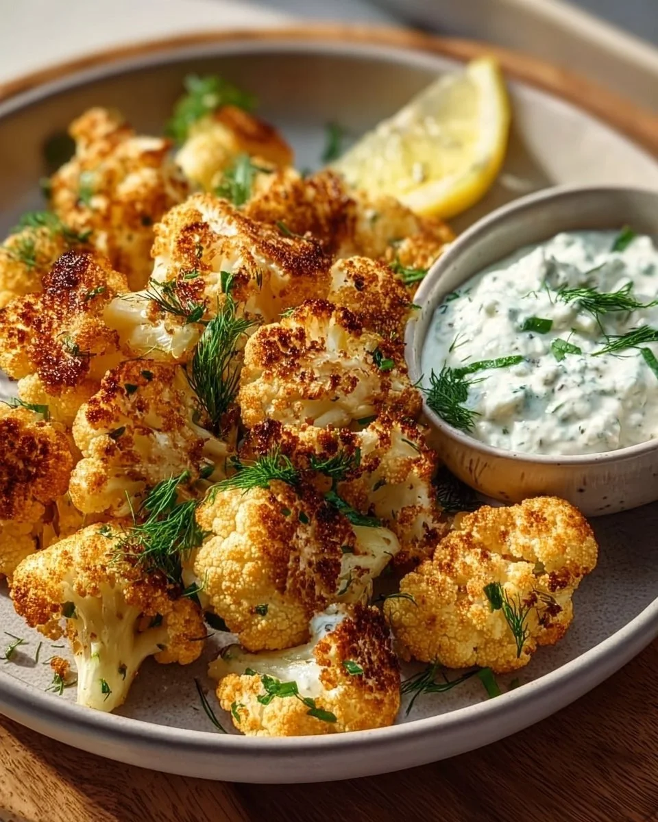 Blumenkohl aus dem Airfryer mit Kräuterquark
