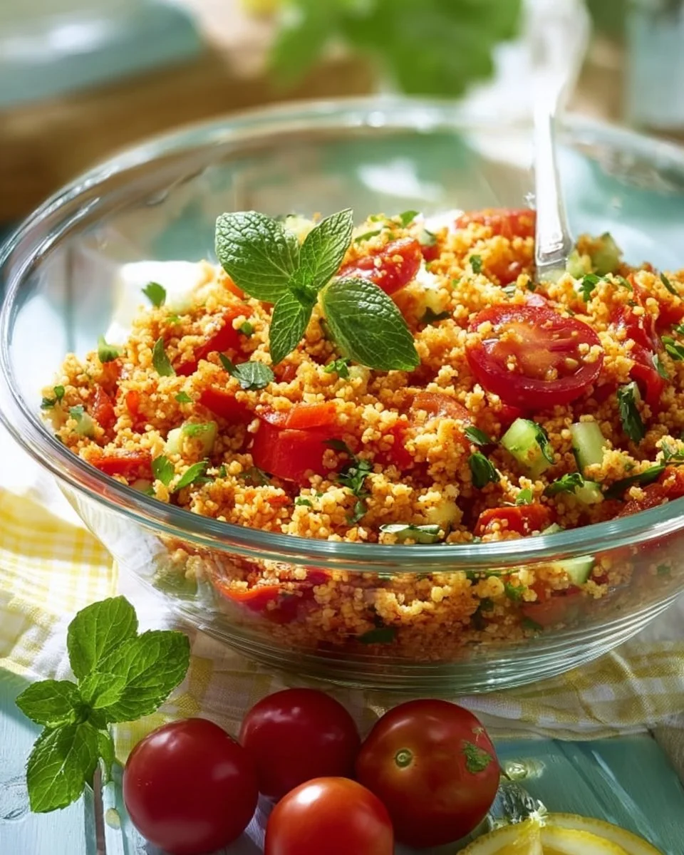 Bulgursalat mit frischem Gemüse und Kräutern, ideal für eine gesunde Ernährung