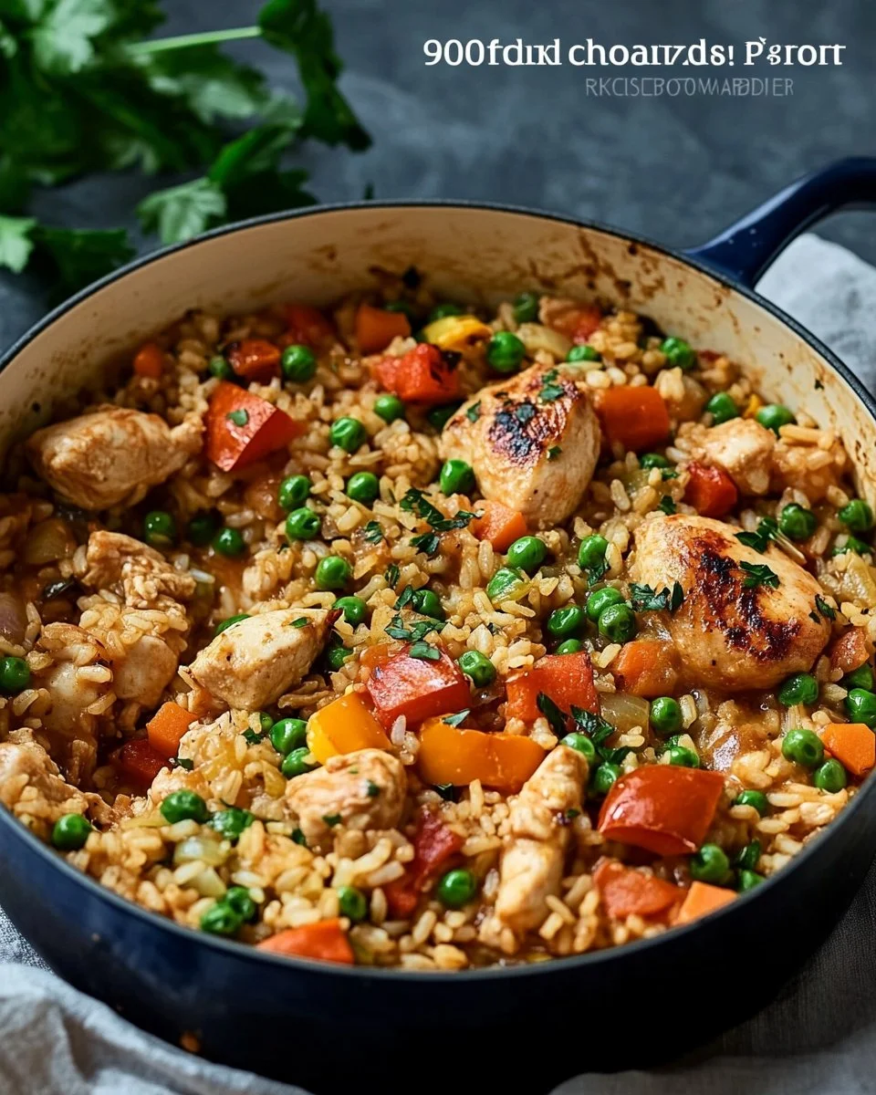 Bunter Reisauflauf mit Gemüse und Hühnchen