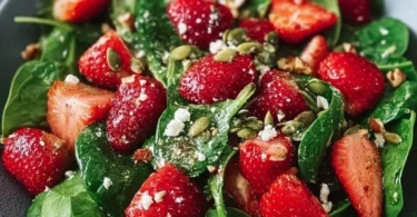 Leckerer Erdbeer-Spinat-Salat mit frischen Zutaten