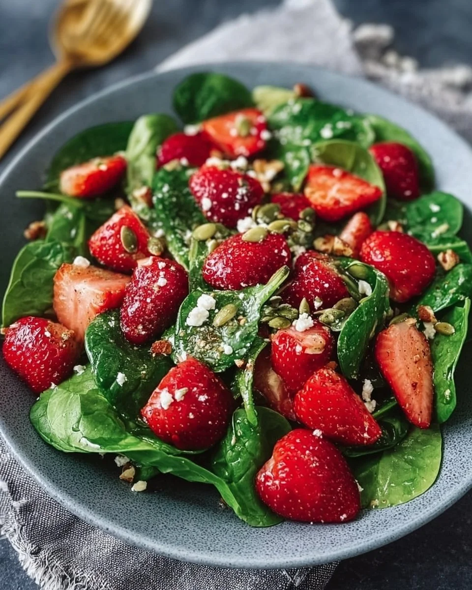 Leckerer Erdbeer-Spinat-Salat mit frischen Zutaten