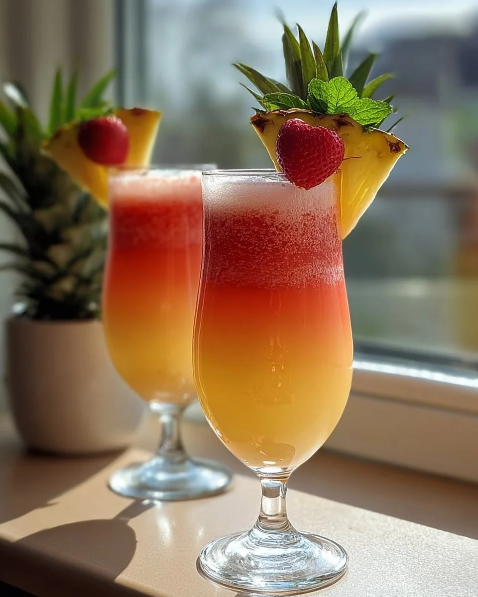 Erfrischende Ananas Pink Limonade in einem Glas mit Ananasstücken