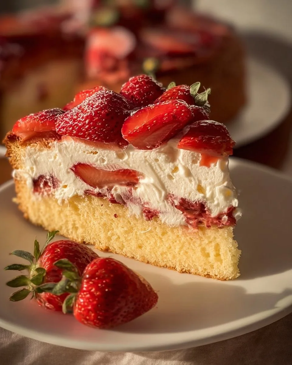 Fantakuchen mit Erdbeeren