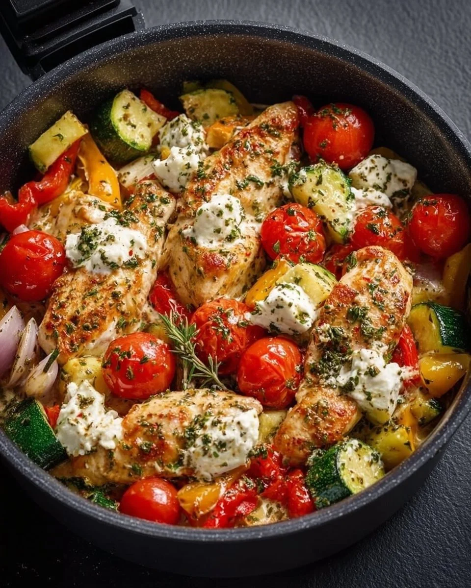 Feta-Hähnchen Pfanne im Airfryer