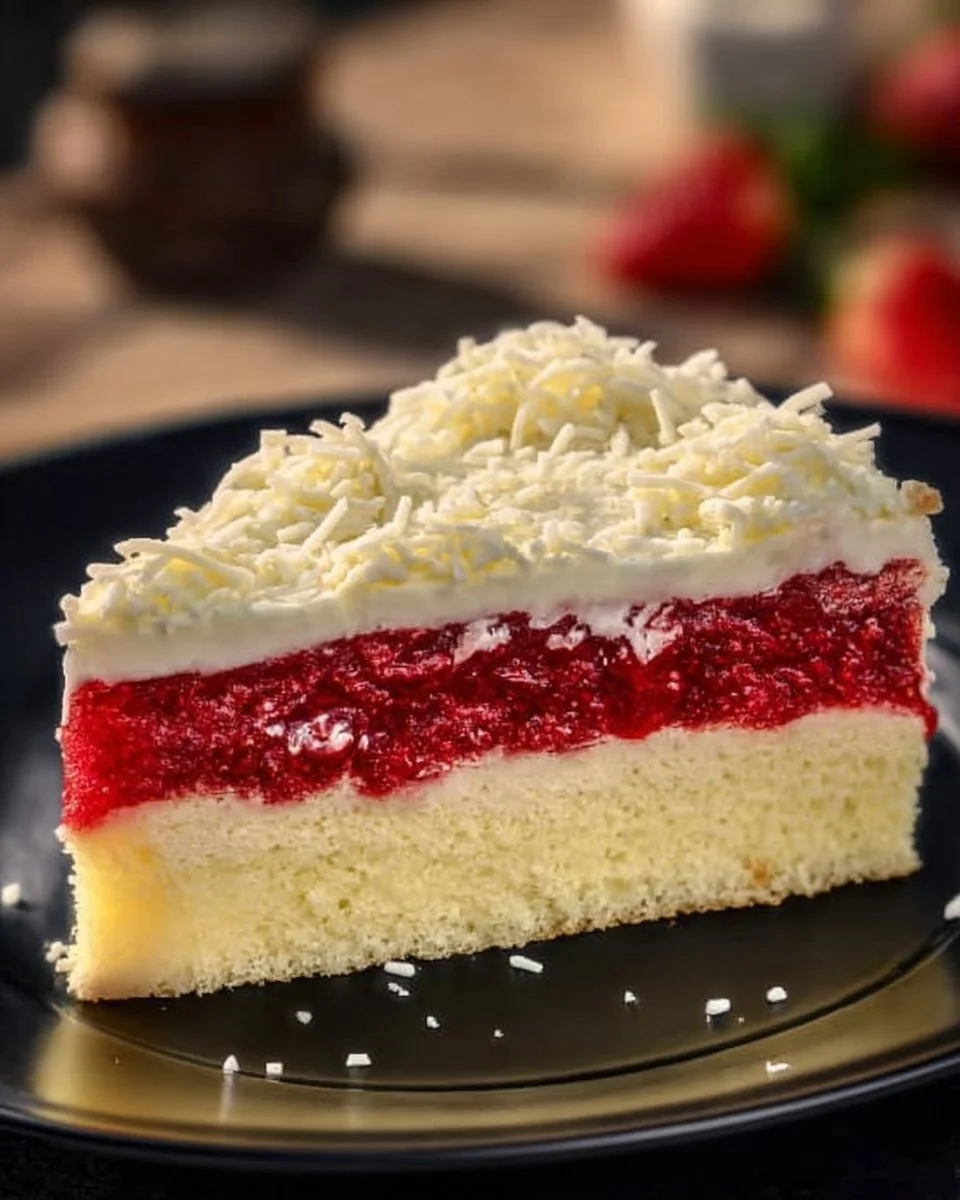 Delizioser Frau Holle Kuchen mit fruchtigem Belag und verführerischer Glasur.