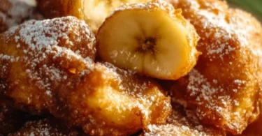 Gebackene Bananen aus dem Airfryer auf einem Teller serviert