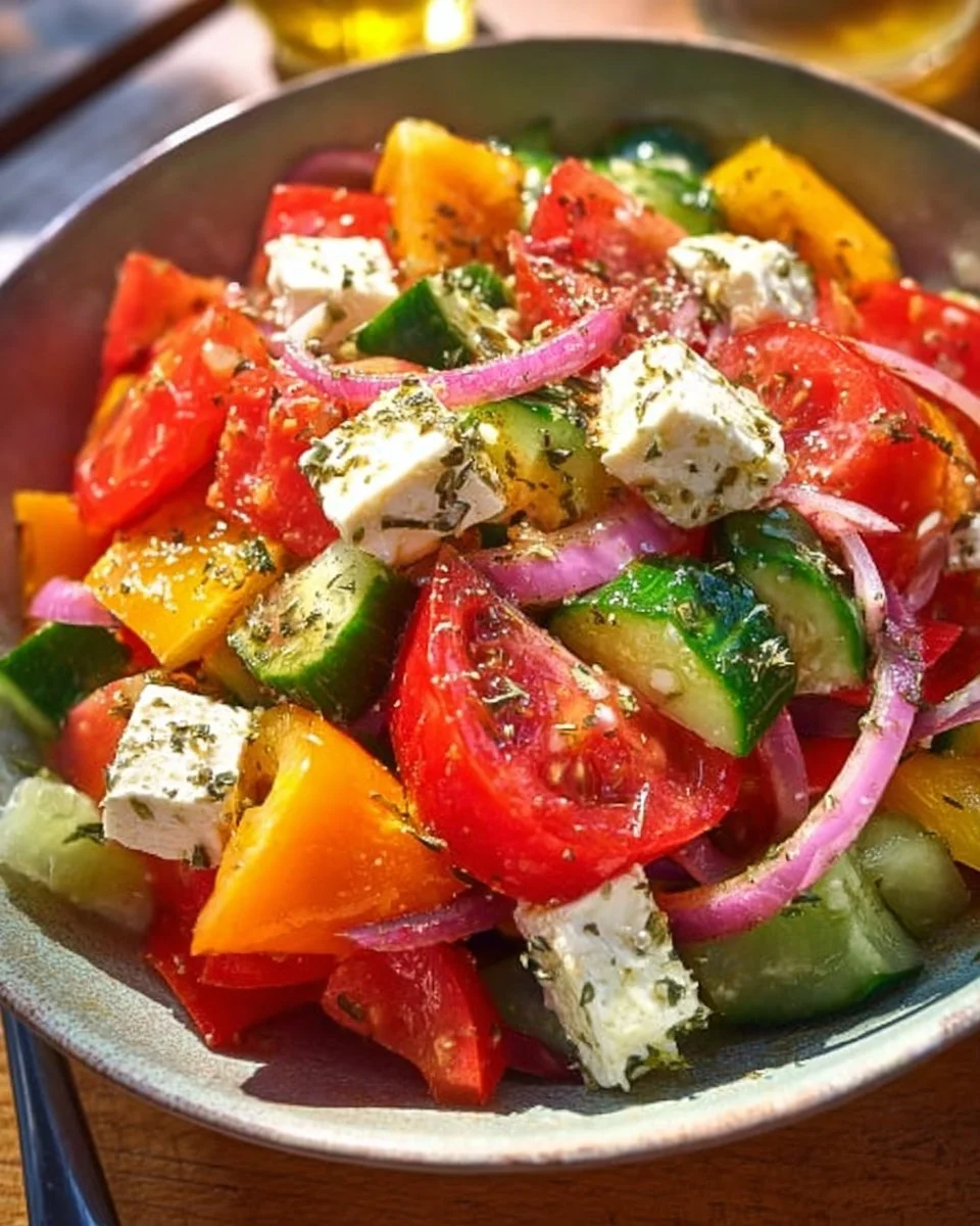 Griechischer Bauernsalat mit frischem Gemüse und Feta-Käse