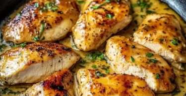 Hähnchenpfanne in Honig-Senfsoße serviert mit frischem Gemüse