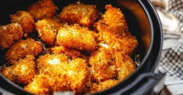 Bunte Heißluftfritteuse Gemüsegerichte auf einem Teller angerichtet