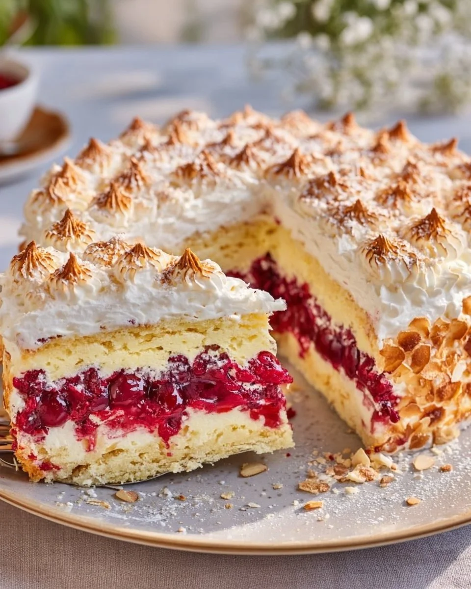 Himmelstorte mit Sauerkirschen