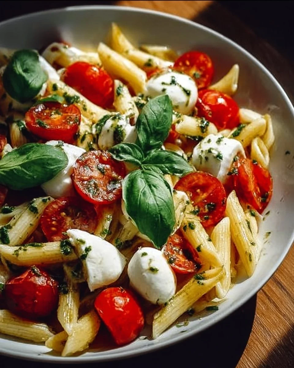 Italienischer Nudelsalat mit Mozzarella und Tomaten
