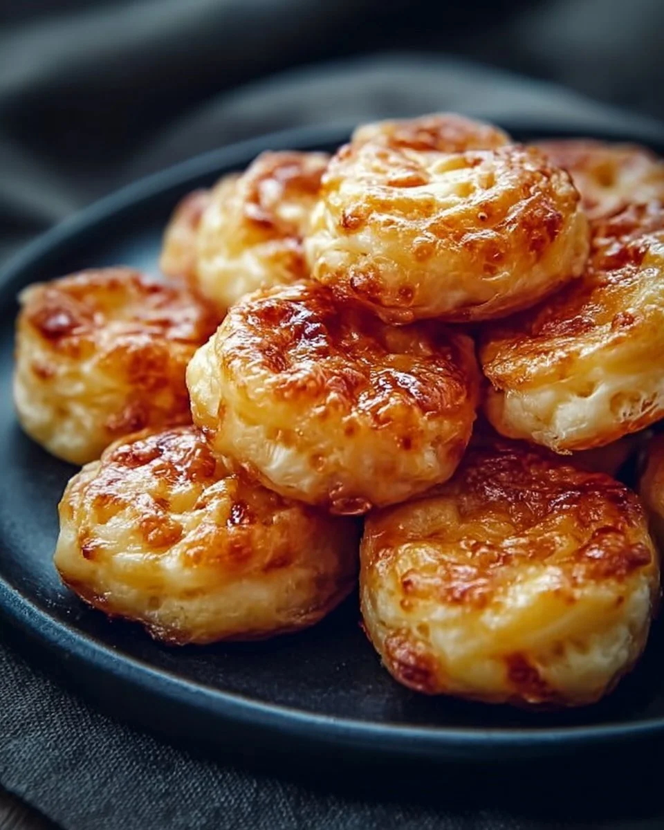 Verschiedene Käse Puff Snacks auf einem Teller, ideal für jede Party.