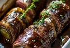 Klassische Rinderrouladen aus dem Ofen, serviert mit Beilagen