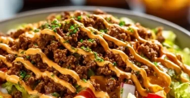 Klassischer Big Mac Salat mit frischen Zutaten und Dressing