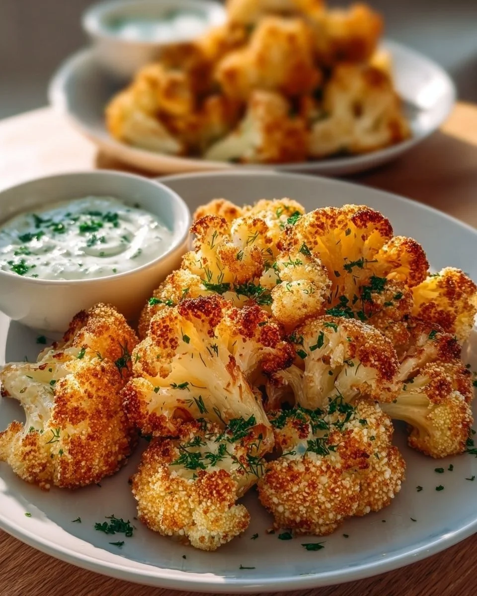 Knuspriger Blumenkohl mit Kräuterquark