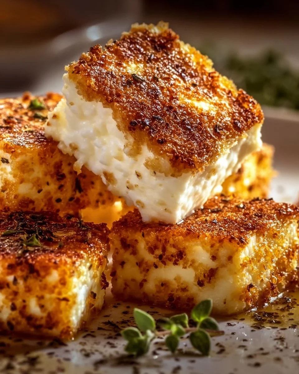 Knuspriger Feta aus dem Airfryer, ideal als Snack oder Beilage.