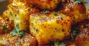 Knuspriger Feta aus dem Airfryer, goldbraun und appetitlich angerichtet.