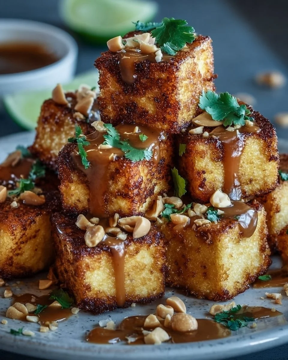 Knuspriger Tofu mit Erdnusssauce