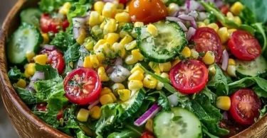 Leckerer 5-Minuten-Salat mit frischen Zutaten als schnell zubereitete Mahlzeit.