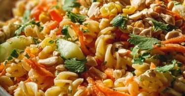 Limetten Crunch Nudelsalat mit frischen Zutaten und knackiger Textur
