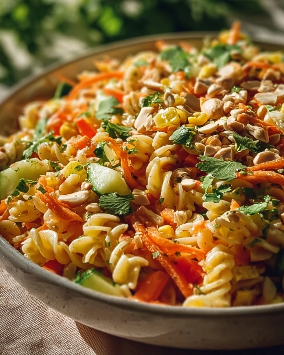 Limetten Crunch Nudelsalat mit frischen Zutaten und knackiger Textur