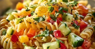 Erfrischender Limetten Crunch Nudelsalat mit frischem Gemüse und Limettengeschmack