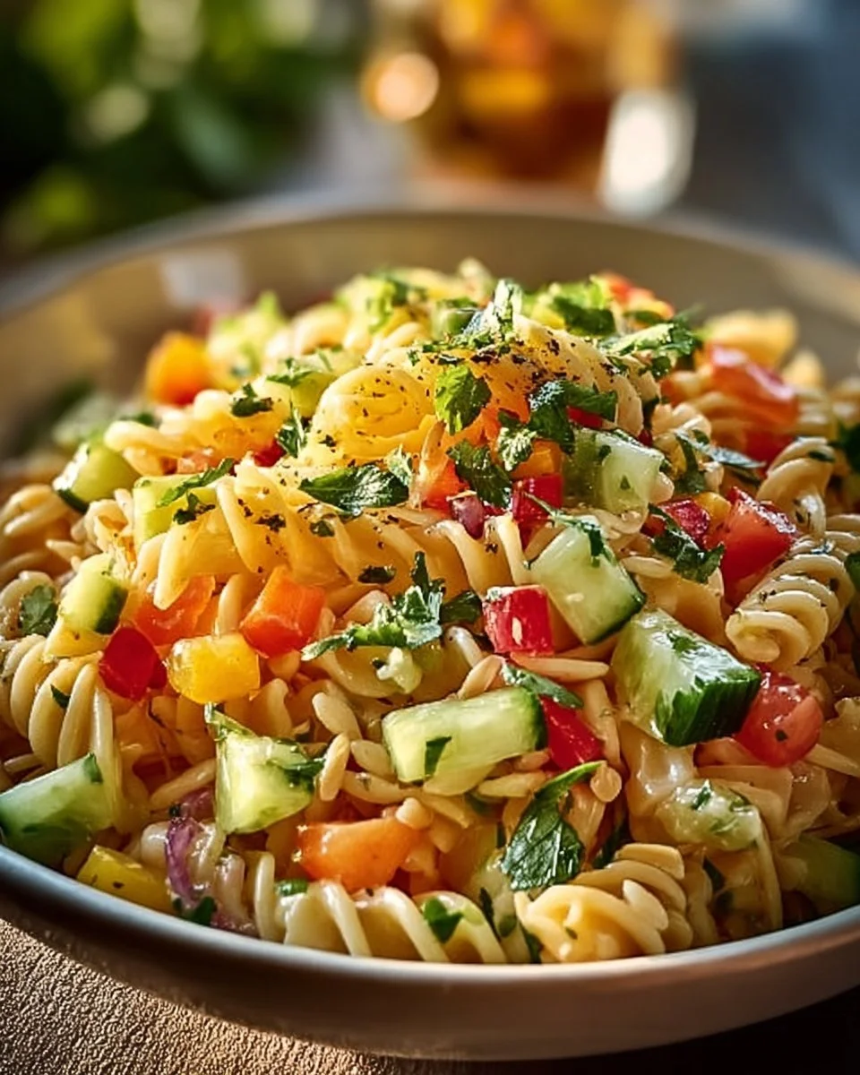 Erfrischender Limetten Crunch Nudelsalat mit frischem Gemüse und Limettengeschmack