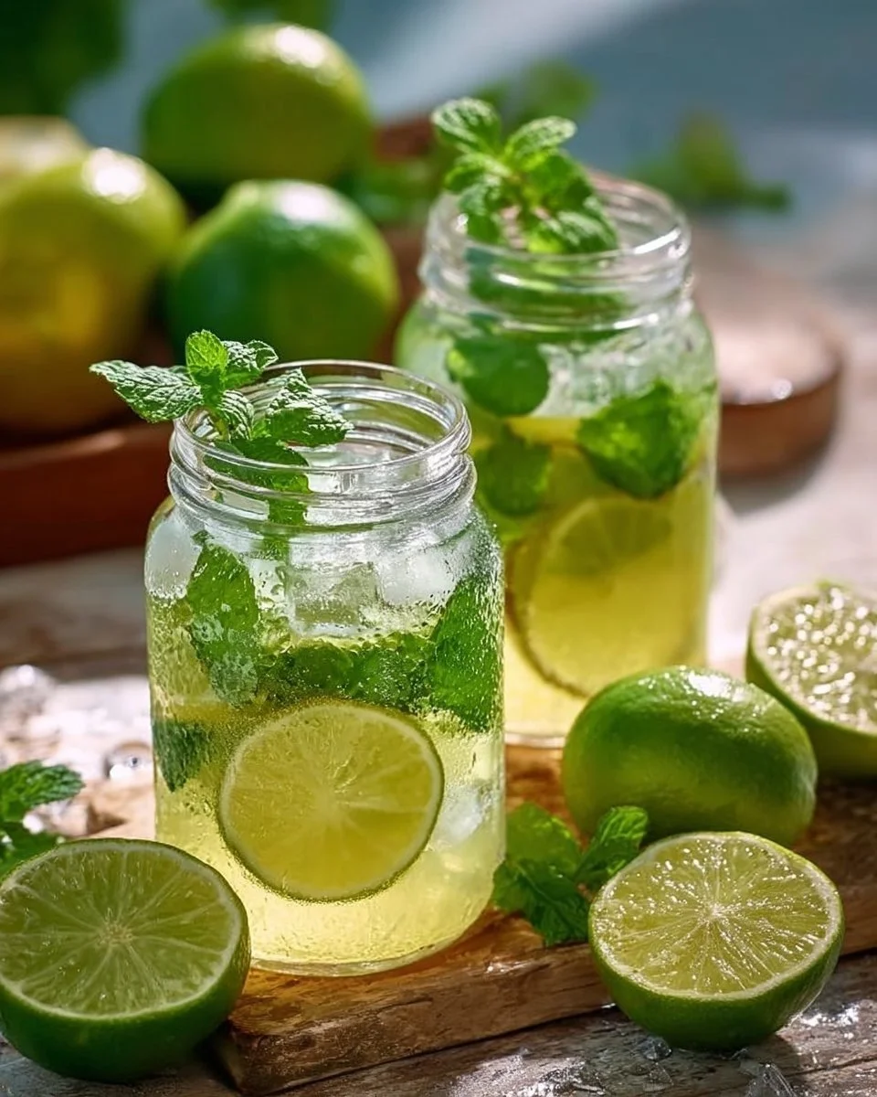 Limetten-Limonade mit frischer Minze