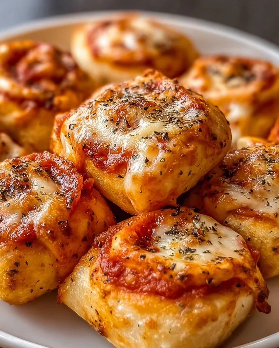 Luftfritteuse-Pizza-Rollen frisch zubereitet und serviert auf einem Teller.