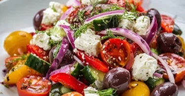 Mediterraner Salat zum Grillen mit frischen Zutaten