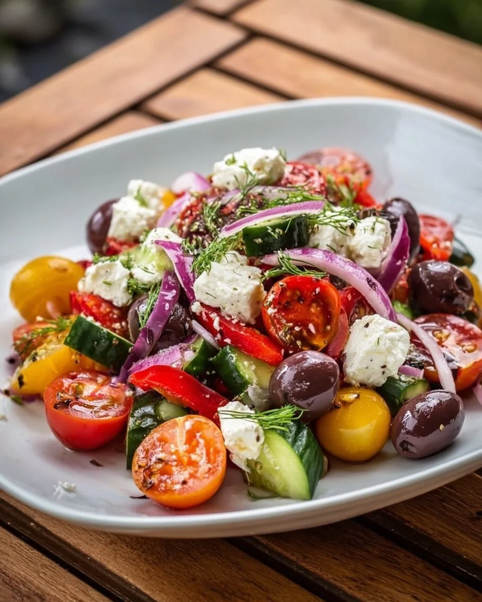 Mediterraner Salat zum Grillen mit frischen Zutaten