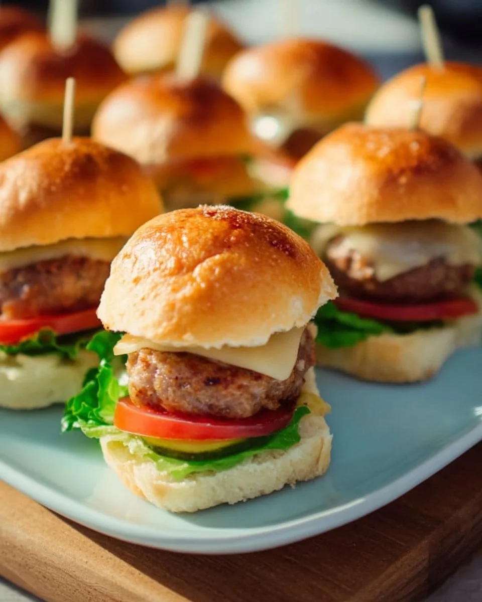 Leckere Mini-Burger auf einem Servierteller