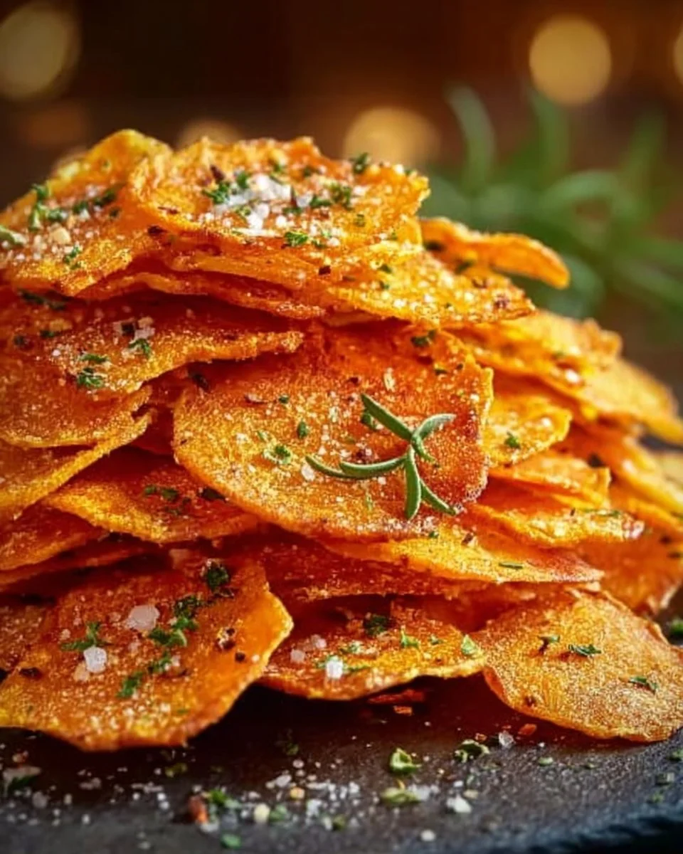 Gesunde Möhrenchips aus frischen Karotten für einen leckeren Snack