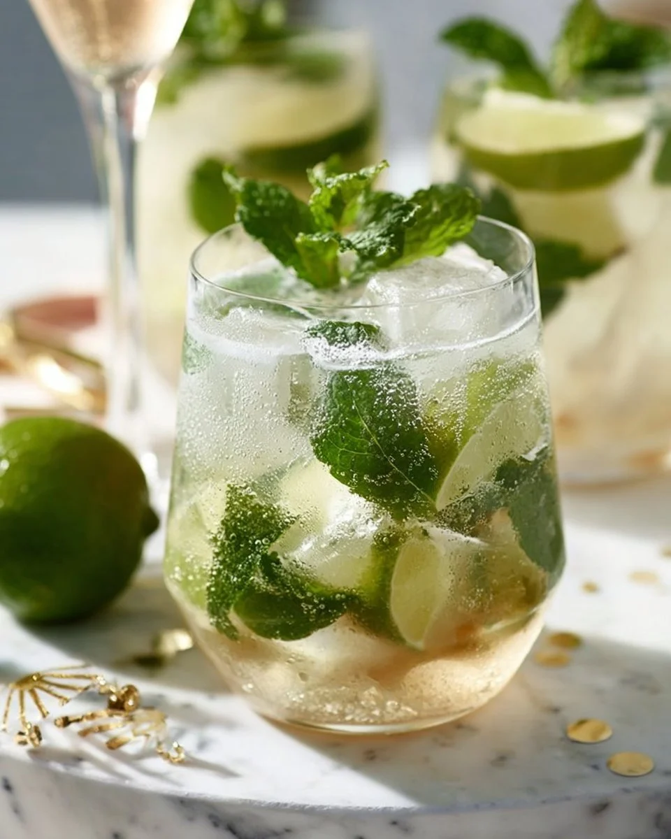 Erfrischende Mojitobowle mit Minze und Limette in einer großen Schüssel serviert