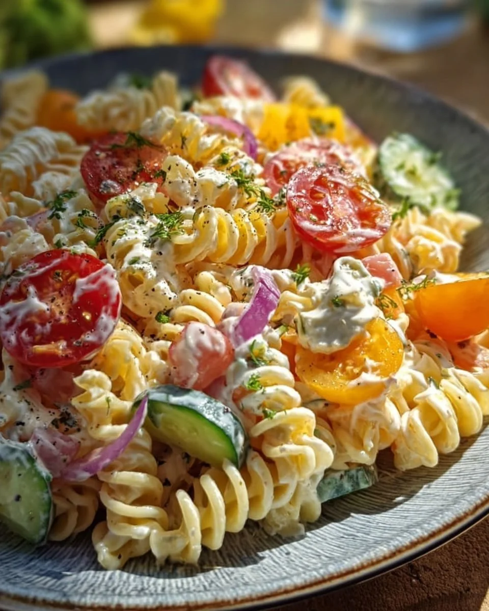 Nudelsalat mit Joghurt-Dressing