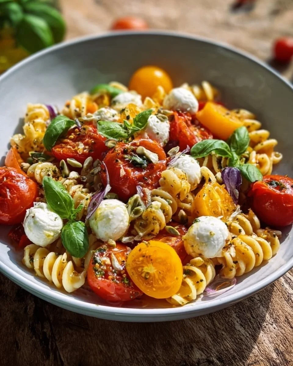 Nudelsalat mit Mozzarella und Kirsch-Extra-Tomaten
