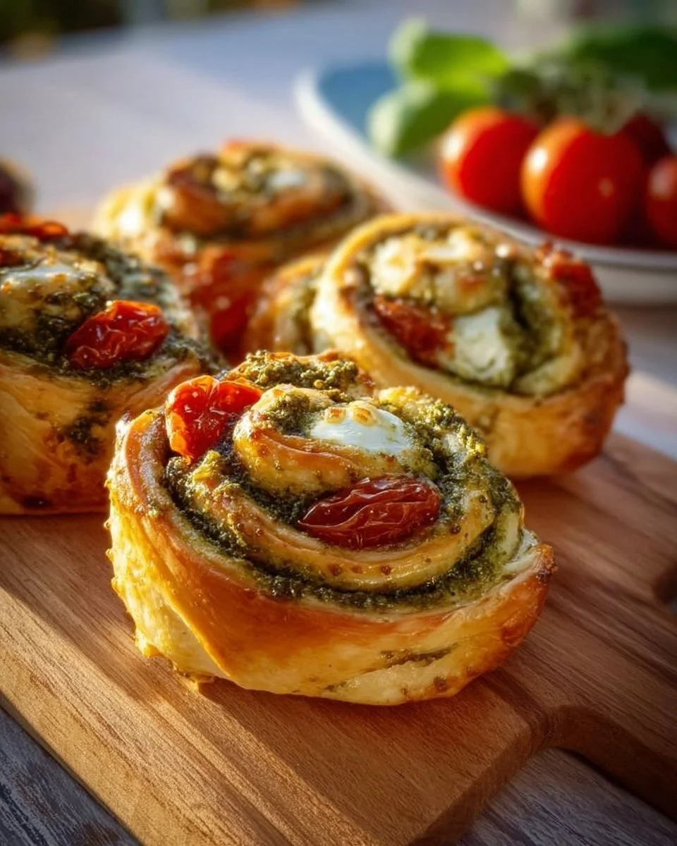 Pesto-Schnecken mit Tomaten und Mozzarella
