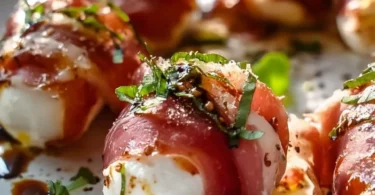 Rindfleisch Häppchen mit Prosciutto und Mozzarella auf einem Teller