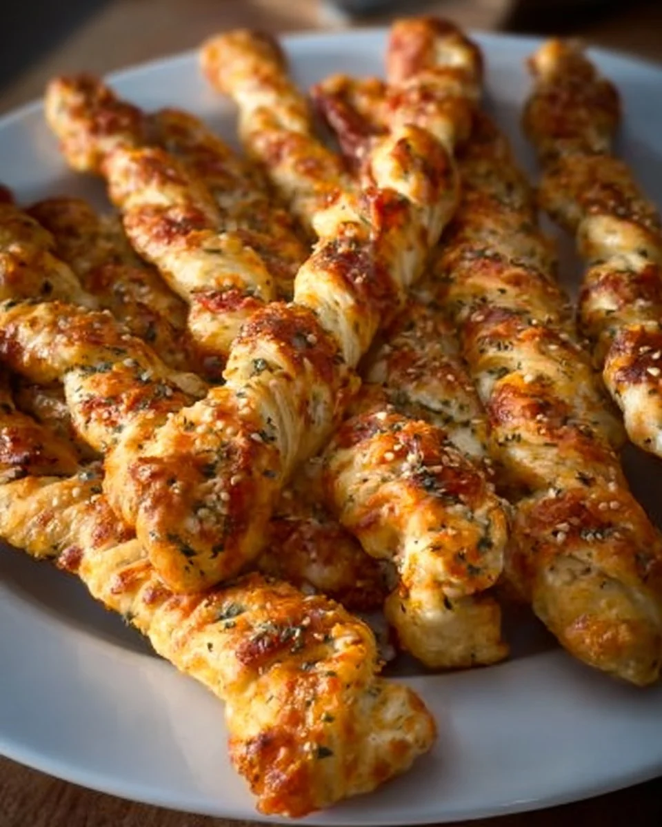 Köstliche und schnelle Pizzastangen auf einem Teller serviert