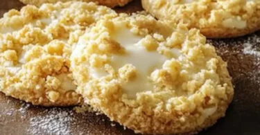 Leckere Streuseltaler mit frischen Streuseln und fruchtiger Füllung