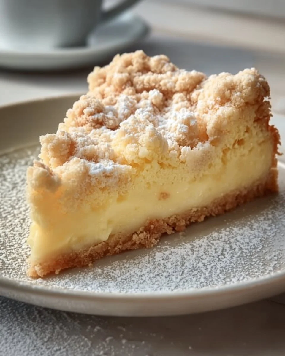 Leckerer Vanillepudding Streuselkuchen vom Blech mit Streuseln