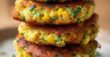 Gesunde Gemüse-Patties aus dem Airfryer auf einem Teller serviert.