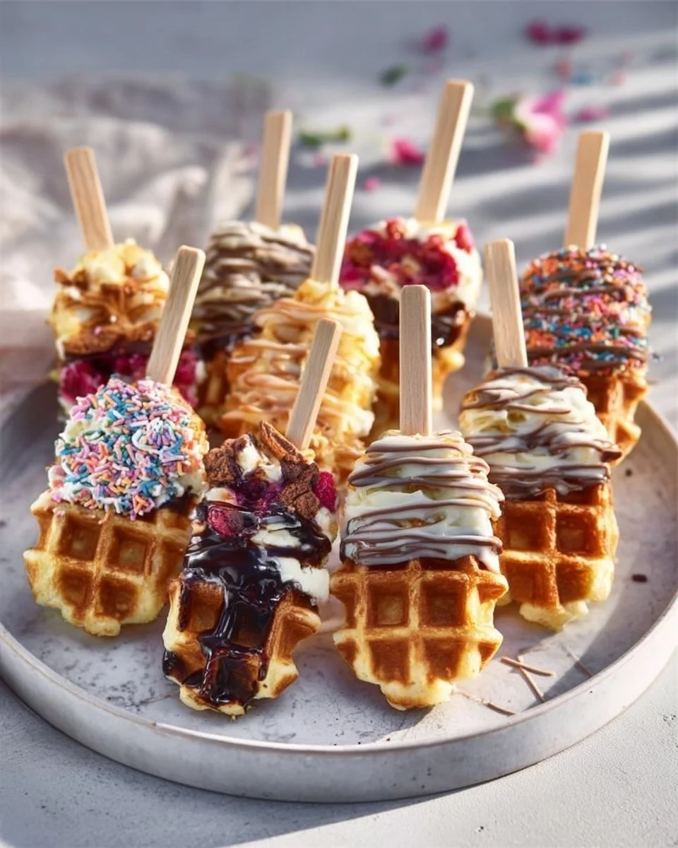 Waffeln am Stiel