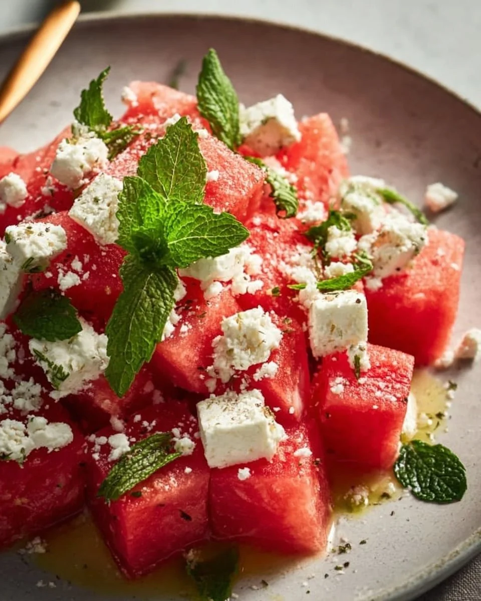 Wassermelonen Feta Salat mit Minze