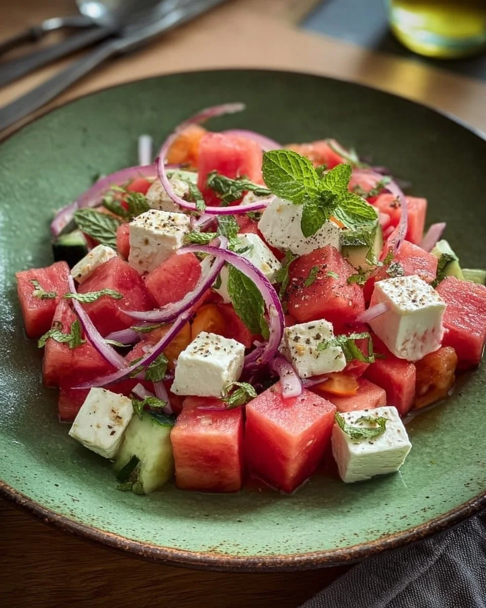 Wassermelonen-Feta-Salat mit Minze